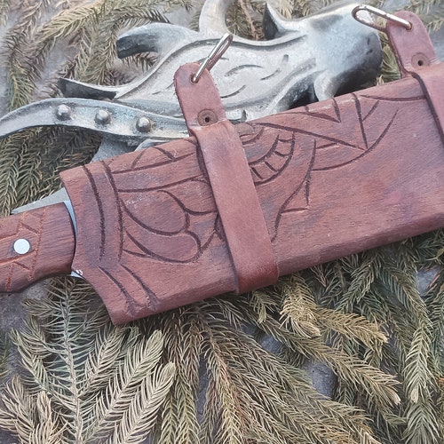 Custom, made, Engrave, Viking Seax, shops High Carbon Steel, Rustic Looking, Domestic Use, Leather Sheath, Birthday Gift for him, Anniversary gift