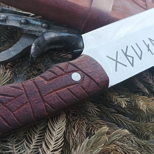 Custom, made, Engrave, Viking Seax, shops High Carbon Steel, Rustic Looking, Domestic Use, Leather Sheath, Birthday Gift for him, Anniversary gift