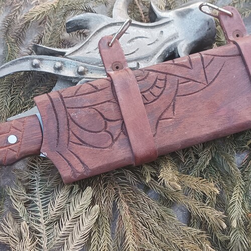Custom, made, Engrave, Viking Seax, shops High Carbon Steel, Rustic Looking, Domestic Use, Leather Sheath, Birthday Gift for him, Anniversary gift