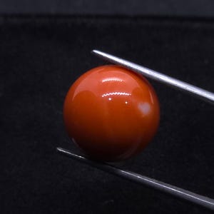 Japanese Aka Red Coral Bead: 12.8mm Undyed Gemstone for Jewelry