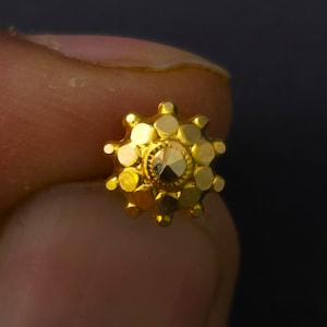22k Gold small Nose Stud Nose Ring- Handmade Nose Stud- Tiny Nose Stud- Dainty nose Stud- Gold Nose Stud