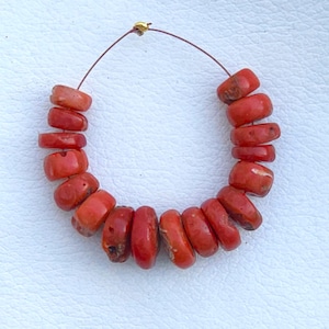 CORAL BEADS-100% Natural Italy Loose Coral -Vintage Antique Coral -Mediterranean Sea Red Coral Beads-Genuine Coral Beads, M19