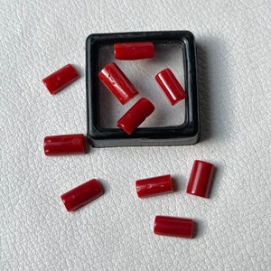 10 pièces d'excellente qualité, coupe rectangulaire naturelle, corail italien en vrac, cabochon en vrac, corail vintage, pierre précieuse, corail lisse, poli, fabrication de bijoux