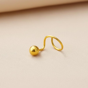 Perno de nariz de oro de 22 quilates: joyería perforante Nath india, bola de 2,5 mm