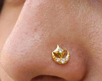 Handcrafted 22k Solid Yellow Gold Nose Stud - Minimalist Nose Piercing