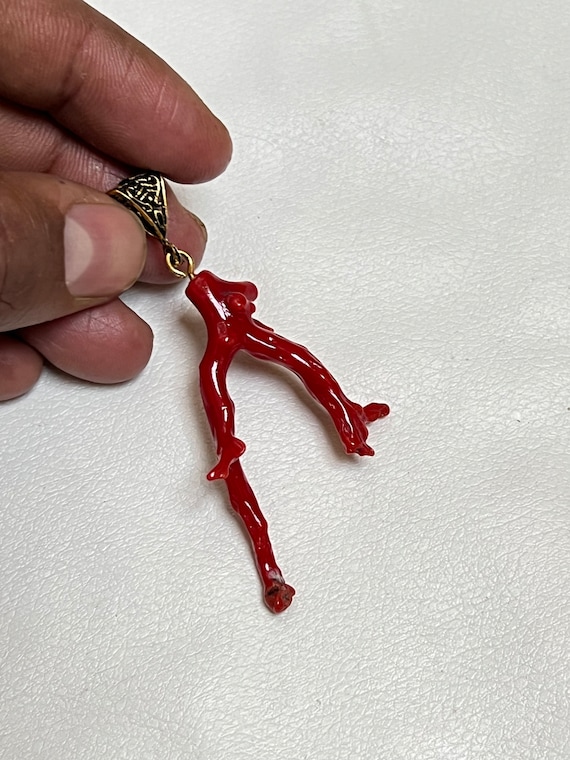 italian charms Blood Red Coral Natural Polished B… - image 1