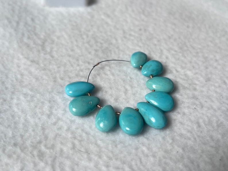 Turquoise Smooth Pear Beads-Blue Turquoise Smooth Pear-AAA image 7