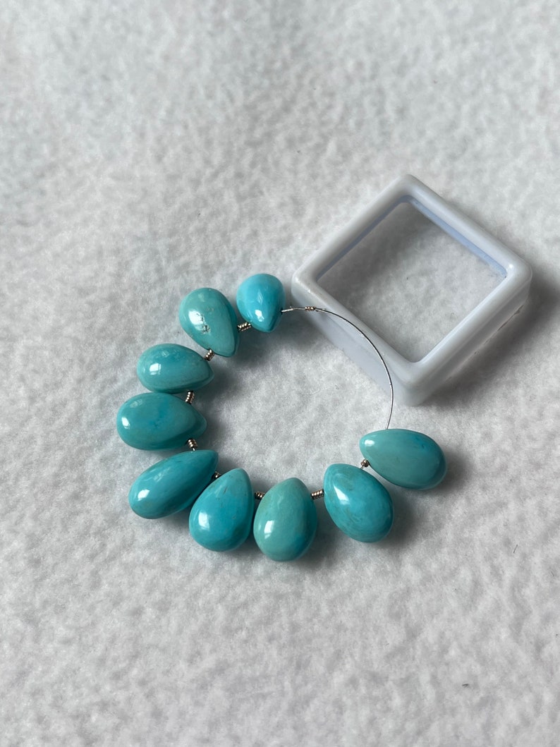 Turquoise Smooth Pear Beads-Blue Turquoise Smooth Pear-AAA image 10
