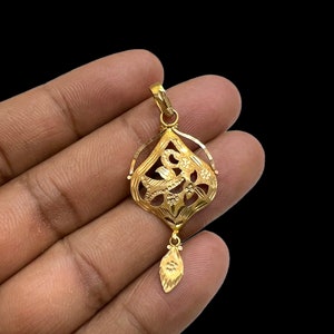 Solid Gold Coin Necklace, 22K Yellow Gold Charm, 22k Lotus flower necklace, medallion pendant, 22K Boho Jewelry, Fine Jewelry, Gift For Her
