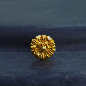 22K Gold Nose Stud: Floral CZ Screwback Nose Ring