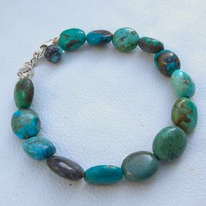 Natural Turquoise Beaded Bracelet 925 Sterling Silver Turquoise bracelet