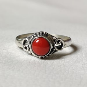 Handmade Natural Coral and Sterling Silver Ring – Artisan Boho Jewelry