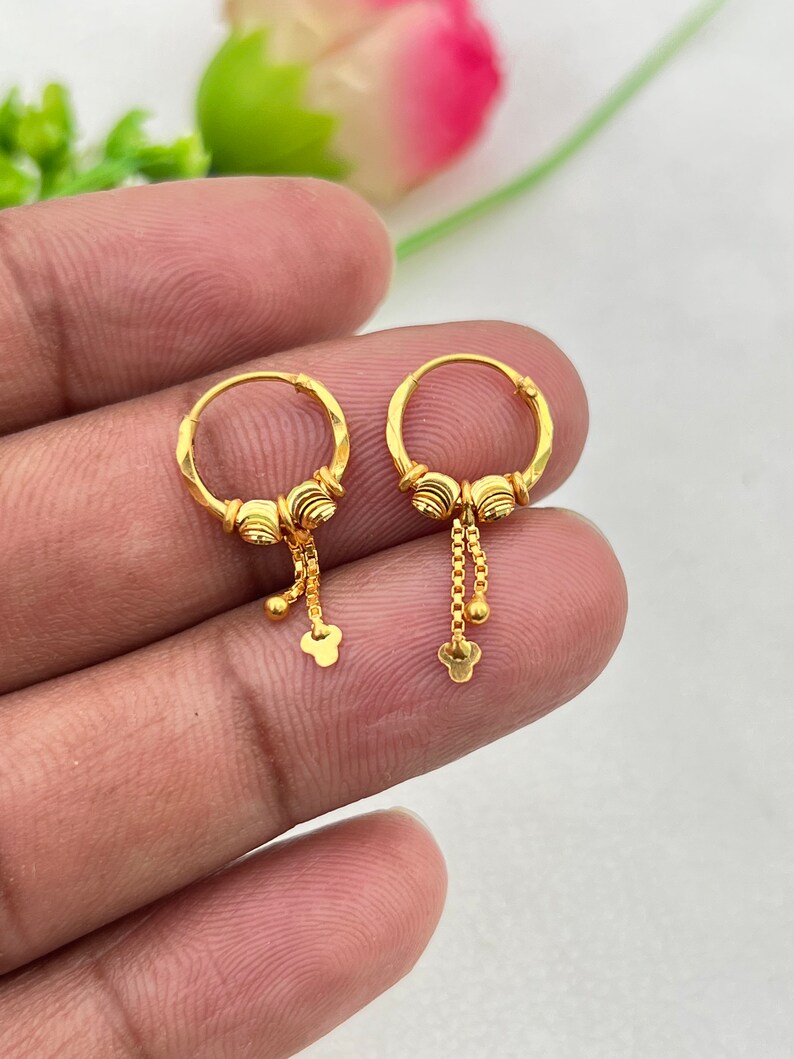 22K Yellow Gold Hoops Solid Gold Hoops Earrings Handmade Etsy