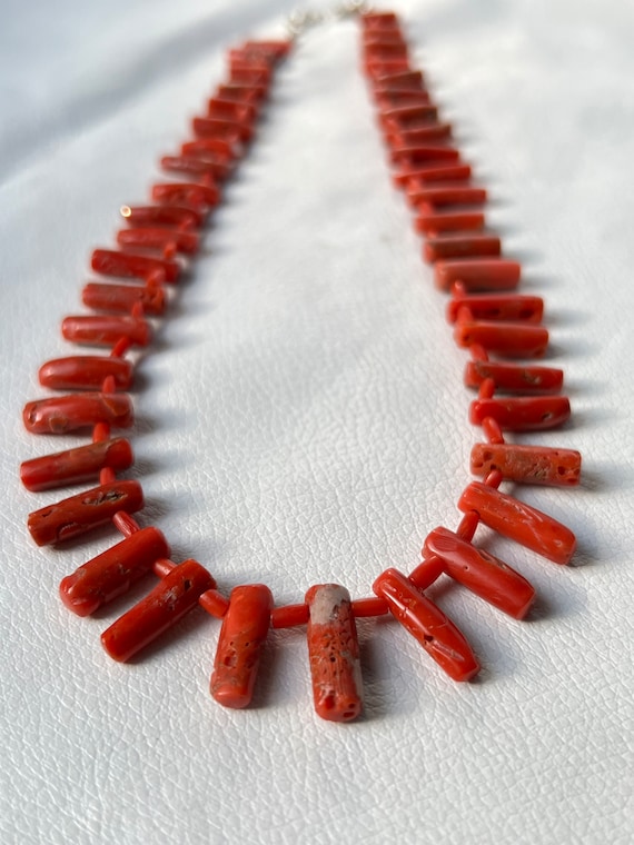 Genuine Natural Red Coral Beads Gemstone Silver N… - image 6