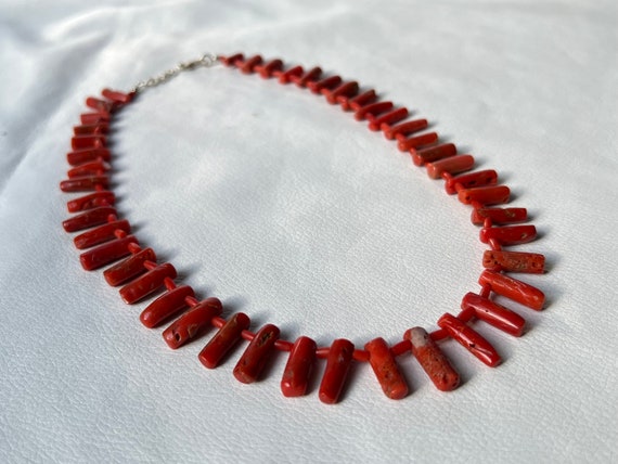 Genuine Natural Red Coral Beads Gemstone Silver N… - image 5