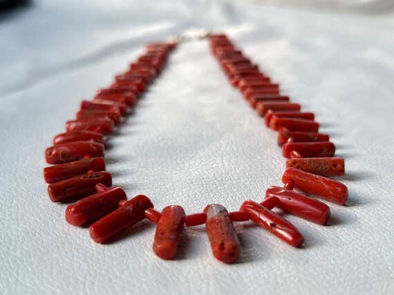 Genuine Natural Red Coral Beads Gemstone Silver N… - image 7