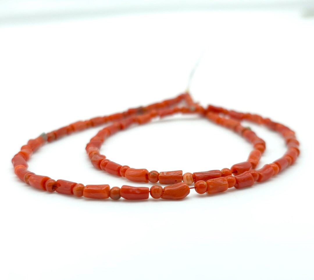 Rough Red Coral Bead Strand | Organic Barrel Tube Jewelry Making - Etsy