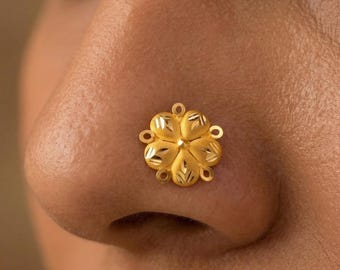 Handcrafted 22k Solid Yellow Gold Nose Stud - Minimalist Nose Piercing