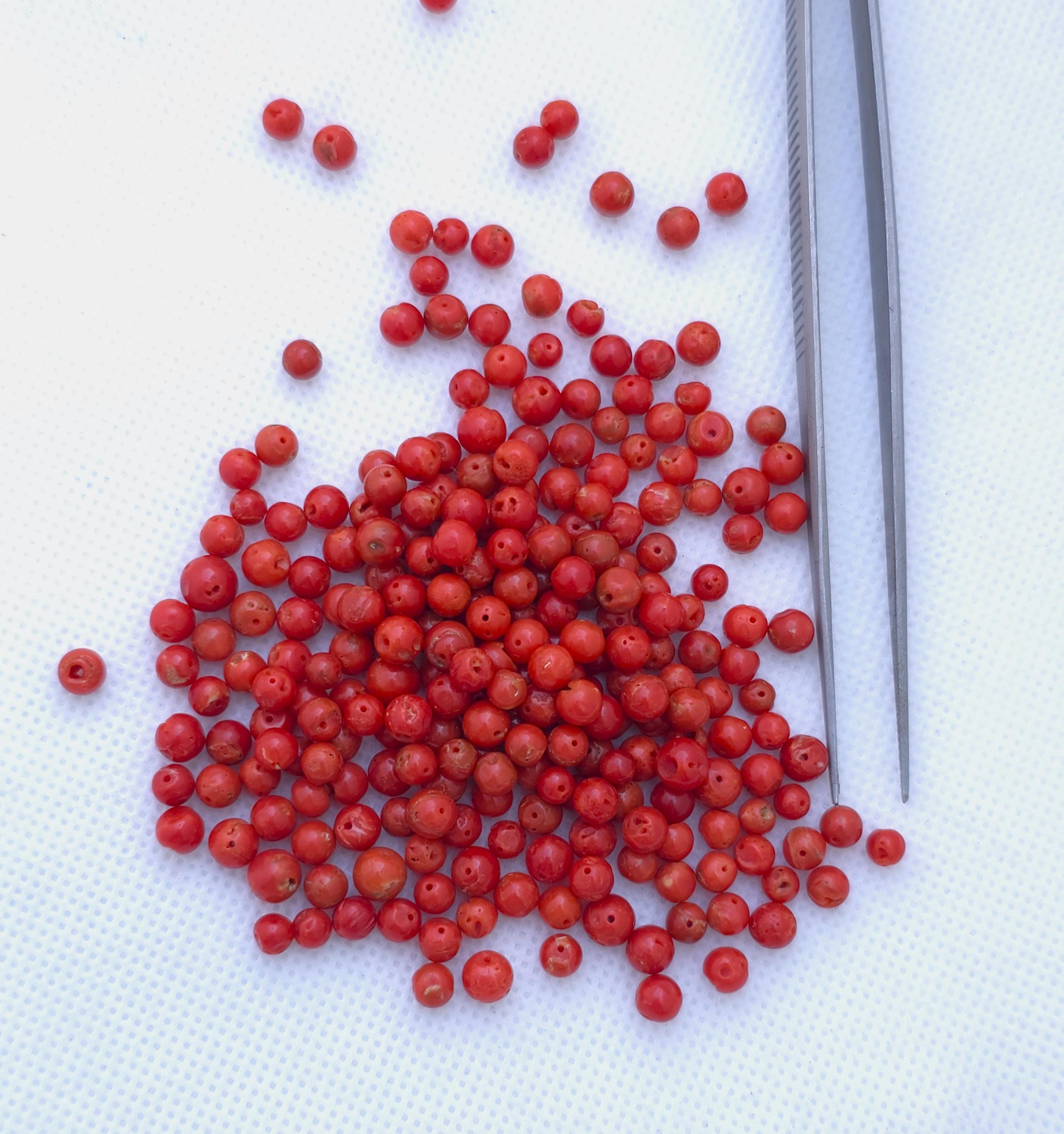 Perline Rotonde Sciolte Di Corallo Rosso Di Alta Qualà In Pietra - Foto 8