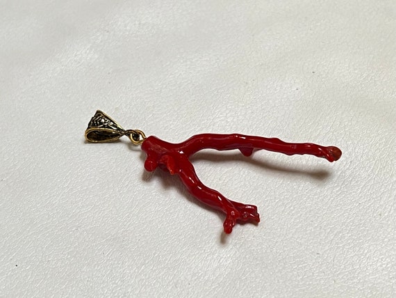italian charms Blood Red Coral Natural Polished B… - image 3