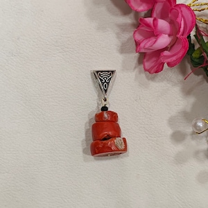 Luxurious Italian Red Coral Brass Pendant: A Stunning 3 Stone Natural Beauty
