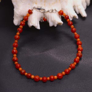 Handmade Red Coral Beaded Bracelet: Sterling Silver Antique Jewelry