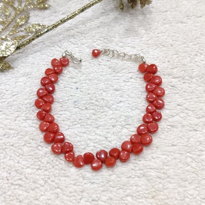 Armband rode koraal edelsteen: 925 sterlingzilveren sieraden