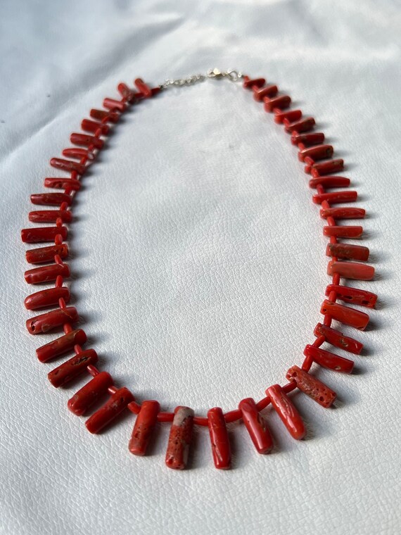 Genuine Natural Red Coral Beads Gemstone Silver N… - image 8