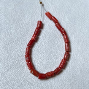 Unique Natural Italian Coral Gemstone Chip Shape Beads, Red Coral Tube Shape Beads  Top Quality 5&quot;Inches Strand