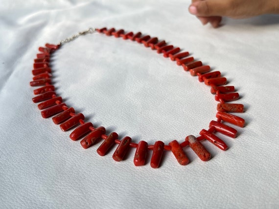 Genuine Natural Red Coral Beads Gemstone Silver N… - image 4