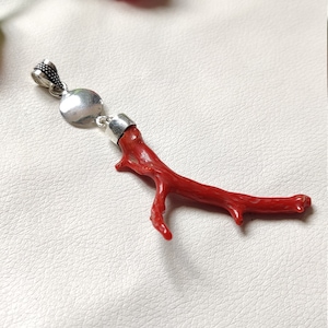 100% Natural Red Coral  Silver Pendant, Rough Shape Coral Pendant, Beautiful Coral Cabochon Pendant, Unisex Coral Gemstone Pendant
