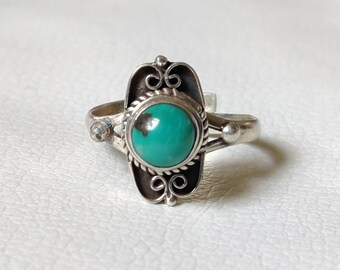 Turquoise Ring-Silver Ring-Gemstone Ring-Statement Handmade Ring-925 Sterling Silver Ring-Designer Turquoise Ring-Adjustable Ring-T958