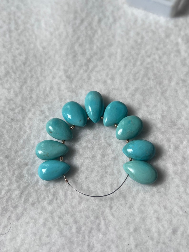 Turquoise Smooth Pear Beads-Blue Turquoise Smooth Pear-AAA image 9