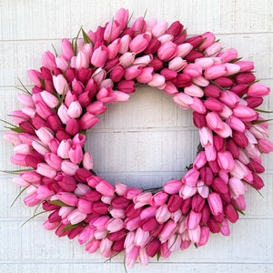 Pink Tulip Wreath, Spring Wreath for Front Door, Easter Wreath, Summer Wreath, Spring Decor, Mother’s Day Wreath Spring Tulip Wreath
