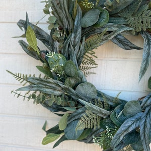 Mixed Eucalyptus Wreath, Year Round Wreath, Spring Wreath for Front Door, Farmhouse Wreath, Greenery Wreath, Rustic Wreath image 4