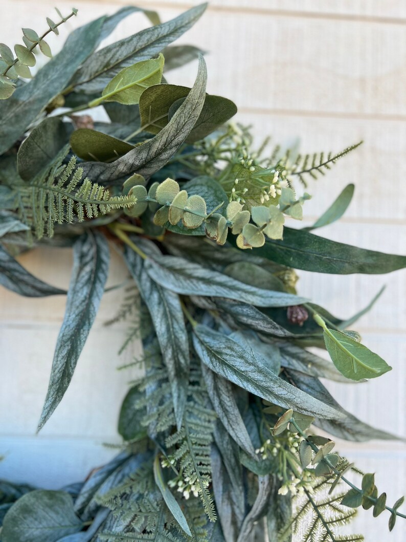 Mixed Eucalyptus Wreath, Year Round Wreath, Spring Wreath for Front Door, Farmhouse Wreath, Greenery Wreath, Rustic Wreath image 5