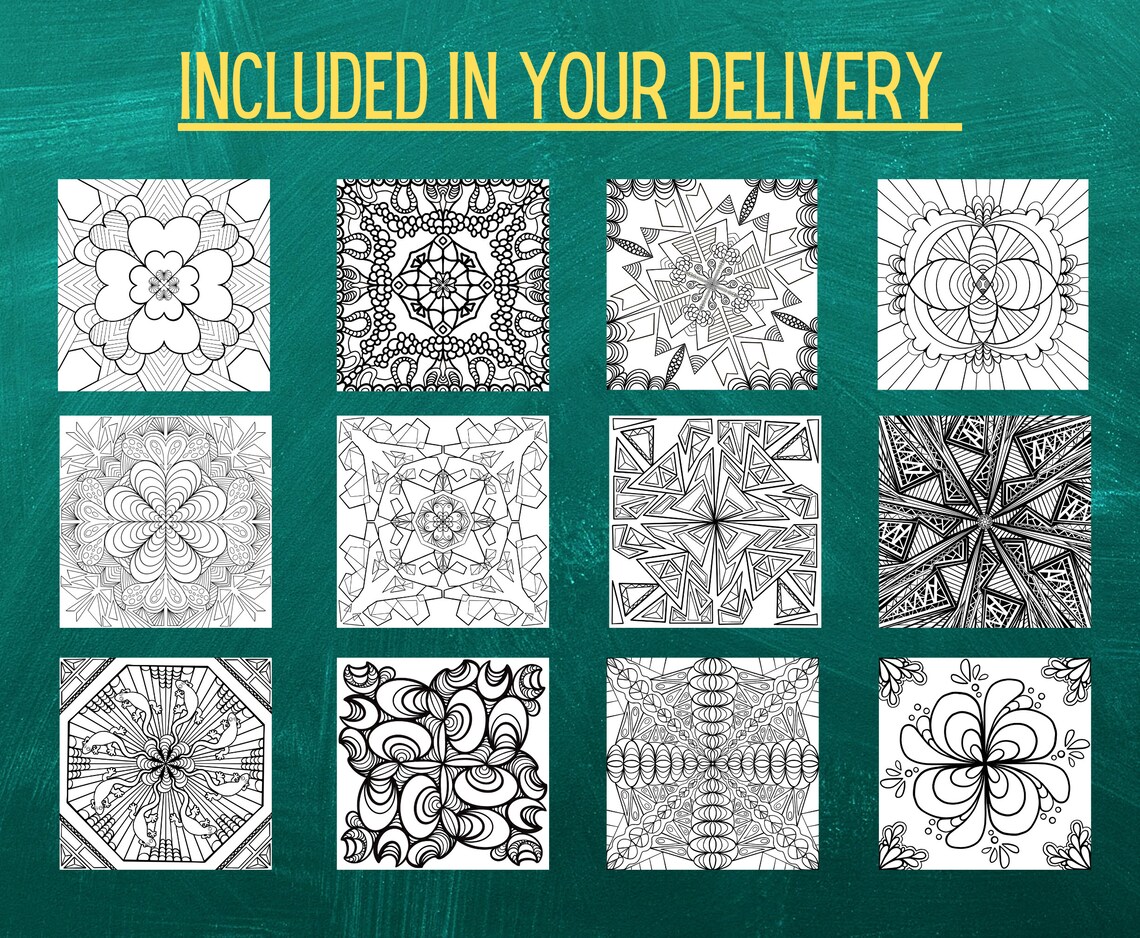 12 Symmetrical Coloring Pages for Adults & Kids - Etsy