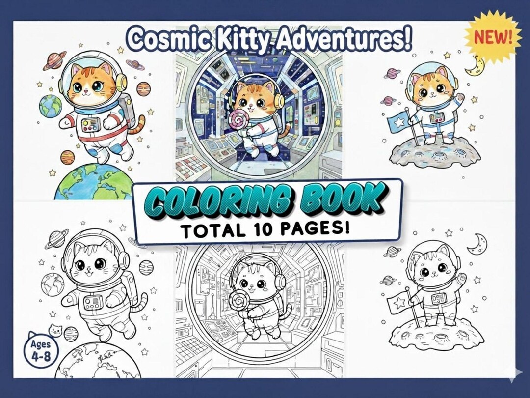 Space Cat Worksheet.pdf Cosmic Kitty Coloring Book | Space Cat Adventures, Ages 4-8 (printable ...