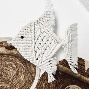 Boho macrame fish - coastal style wall decoration - handmade hanging decoration - natural decorative fish