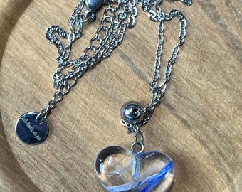 Lampwork glass heart necklace