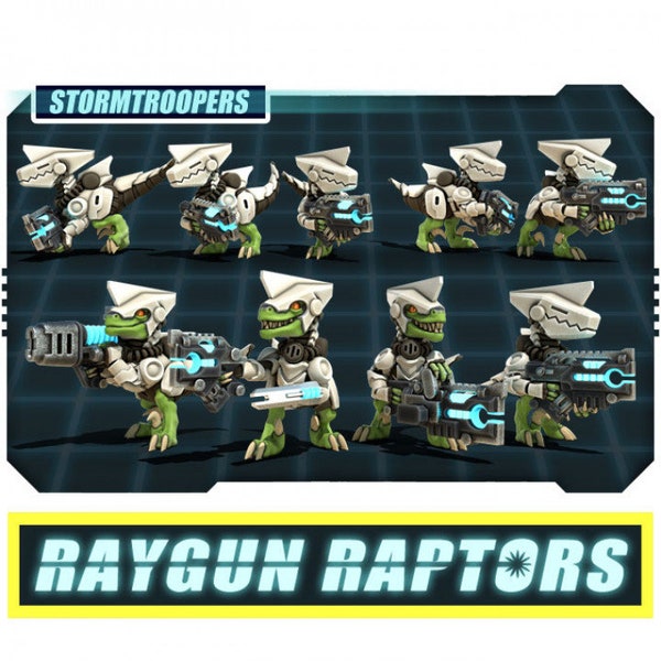 Raygun Raptors Stormtrooper Squad x9 - heroic scale 3D printed multi-part resin miniatures (Treadhead Rad)