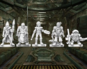 Grimdark-personagesset 14 - 28 mm/32 mm 3D-geprinte harsminiaturen x 5