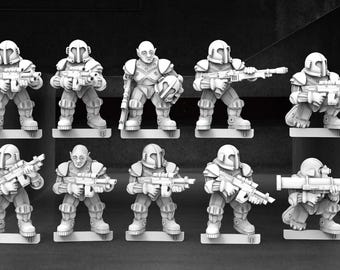 Grimdark Ventauran Troopers -  28mm/32mm scale 3D printed resin miniatures x10