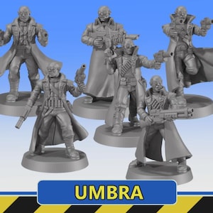 Futuristische Cyberpunk Umbra Gang Set 2 - 28 mm / 32 mm Skala 3D gedruckte Miniaturen x6