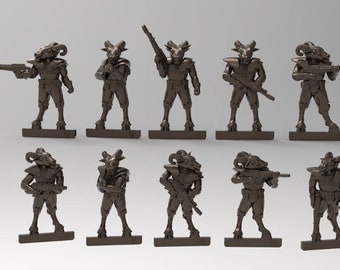 Space Goatmen with Laser Guns -  28mm scale 3D printed resin miniatures x10