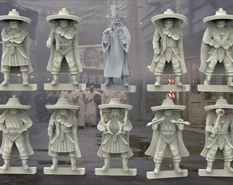 The Three Storms Martial Artists and Sorcerer - 28mm scale 3D printed resin miniatures