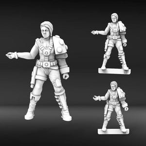 Kvinnlig rymdlegosoldat - 28 mm eller 54 mm skala 3D-printade resinminiatyrer x10
