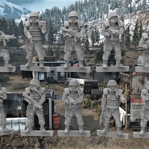 Post Apocalypse Army Troopers - 28mm scale 3D printed resin miniatures