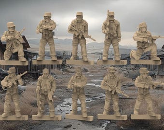 Post Apocalypse Holnists Soldiers -  28mm - 32mm scale 3D printed resin miniatures x10