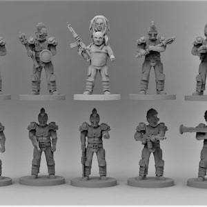 Wasteland Town Post Apocalypse Gang - Gaslands / 20mm scale 3D printed resin miniatures